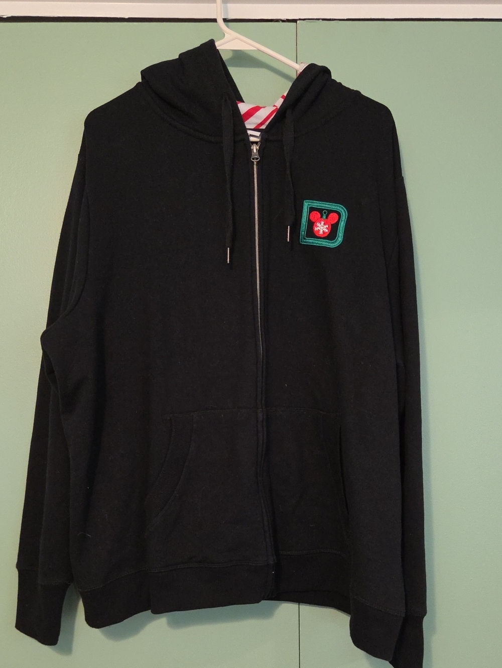 Disney Christmas Mickey Black Zip Up Hoodie Size 2x